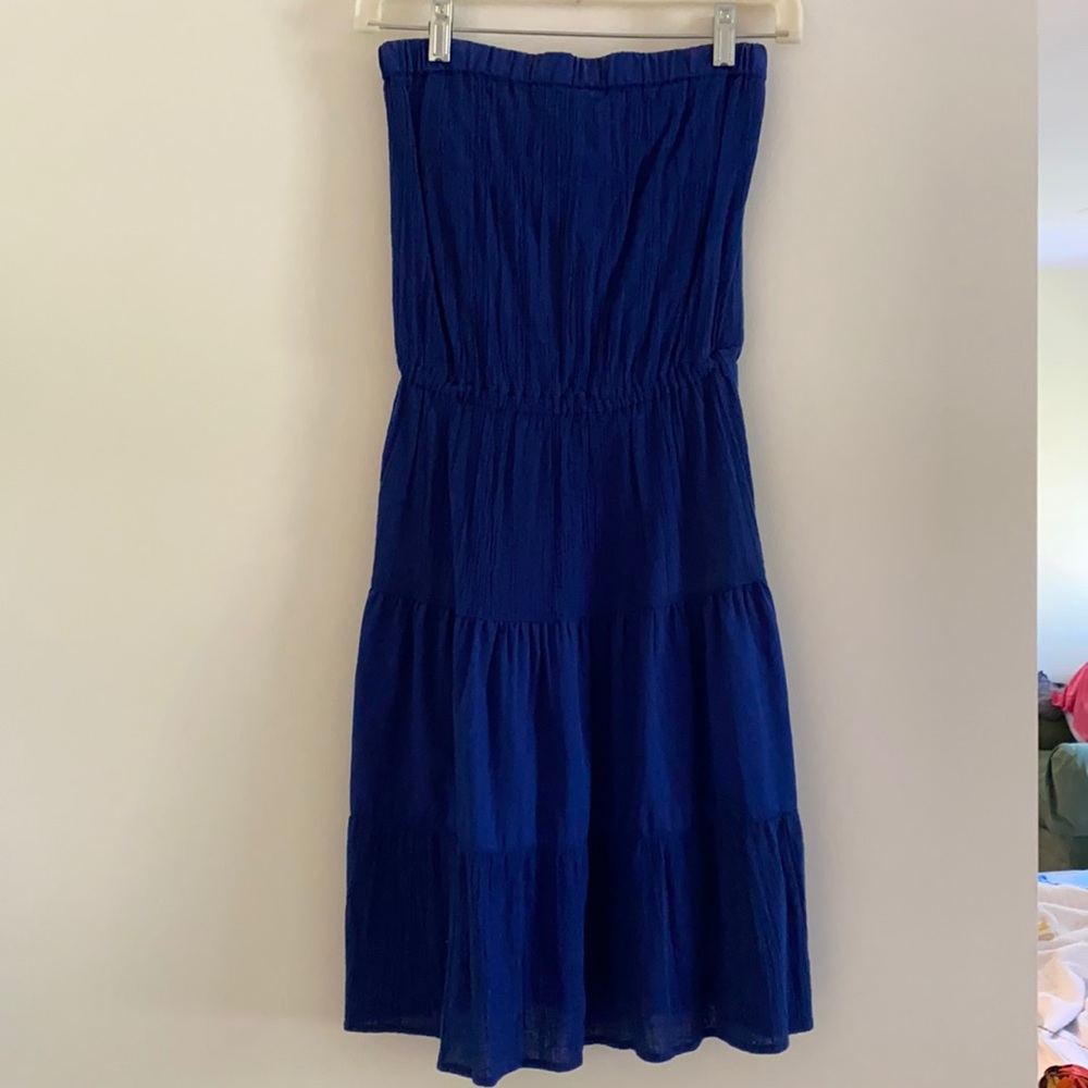 XS royal blue banana strapless dress